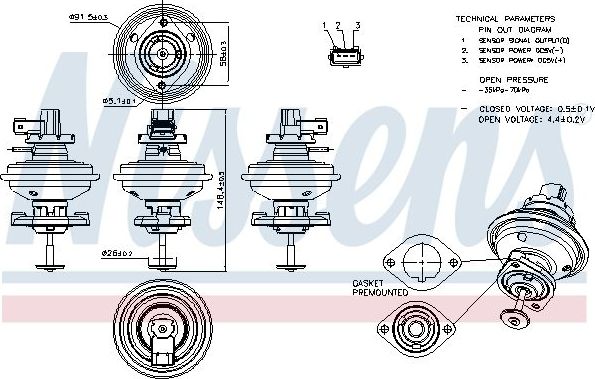 Клапан EGR (рециркуляции выхлопных газов) Nissens (алюминий). Артикул 98208
