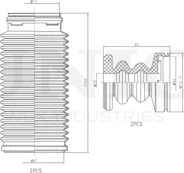 Отбойник и пыльник амортизатора, комплект (Unio). Артикул DUC-50034
