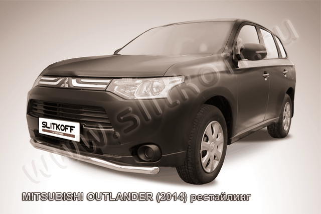 Пороги Slitkoff труба d76 с проступями для Mitsubishi Outlander III 2014-2015. Артикул MOUT14-005