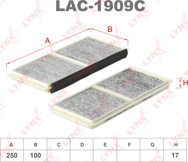 Салонный фильтр LYNXauto. Артикул LAC-1909C