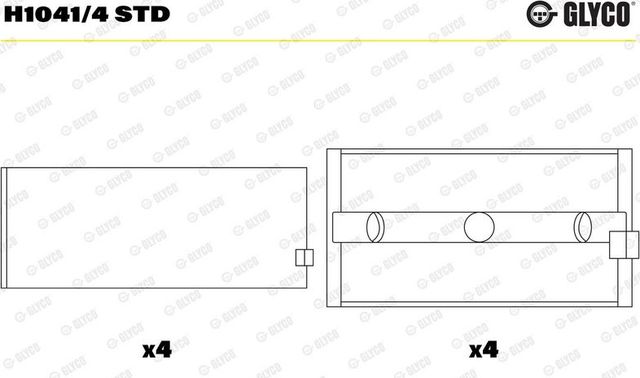 Вкладыши коренные Glyco для Renault 30 1975-1984. Артикул H1041/4 STD