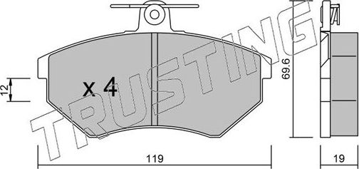Тормозные колодки Trusting передние для Chery Amulet (A15) I 2003-2014. Артикул 052.2