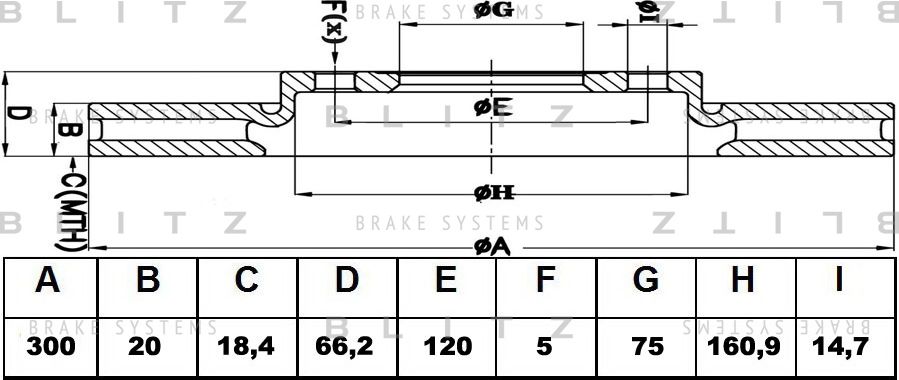 Диск тормозной BMW 1 (E87) 04- задн. вент. (Blitz). Артикул BS0215
