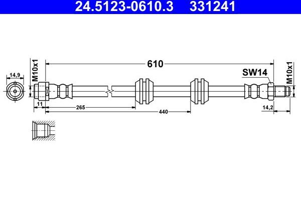 Тормозной шланг ATE. Артикул 24.5123-0610.3