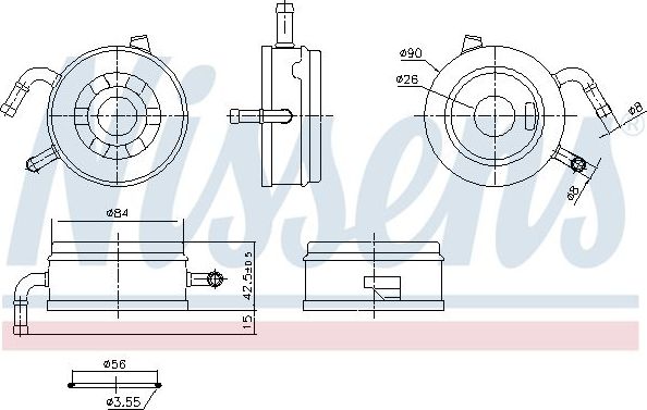 Радиатор масляный (маслоохладитель) для двигателя Nissens (сталь). Артикул 91470