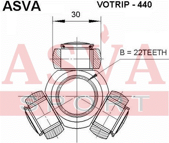 Шрус внутренний (граната) Asva. Артикул VOTRIP-440