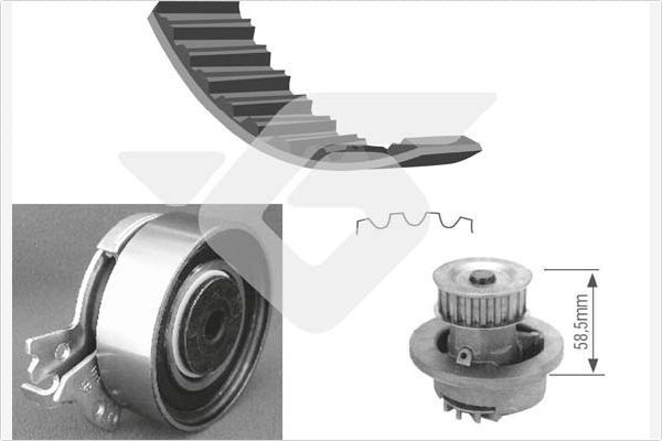 Помпа (водяной насос) с комплектом ремня ГРМ Hutchinson для Opel Tigra A 1997-2000. Артикул KH 60WP02
