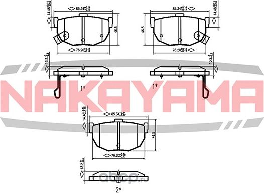 Колодки тормозные (Nakayama). Артикул P0122NY