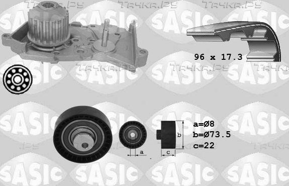 Помпа (водяной насос) с комплектом ремня ГРМ Sasic для Renault Sandero II 2009-2021. Артикул 3904026