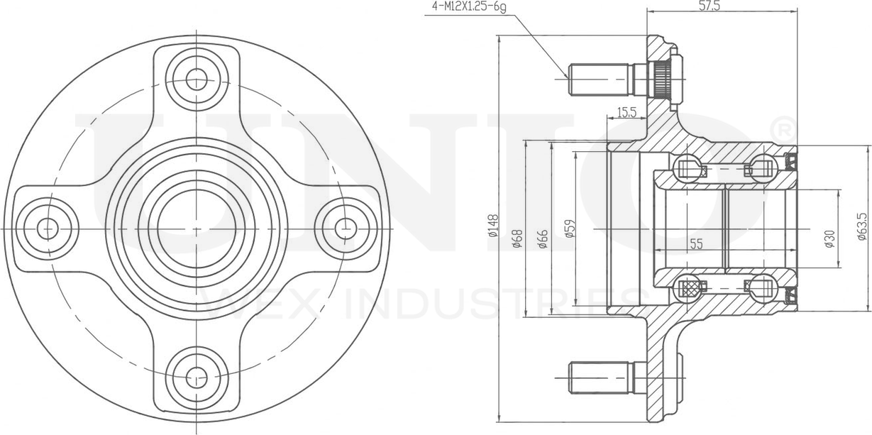 Ступица колеса с интегрированным подшипником (Unio). Артикул HUB-20174