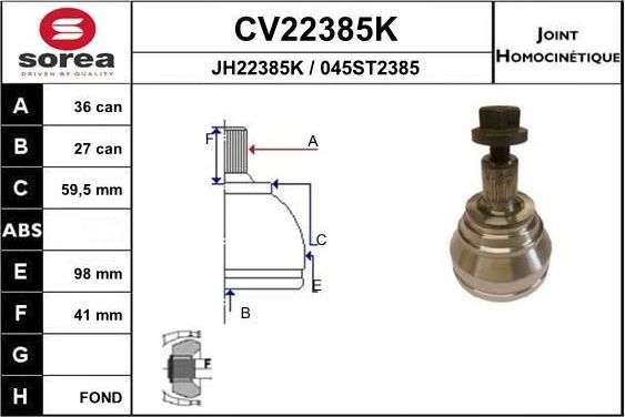Шрус внутренний (граната) EAI. Артикул CV22385K