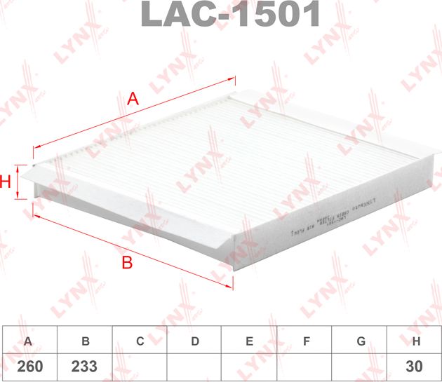 Салонный фильтр LYNXauto. Артикул LAC-1501