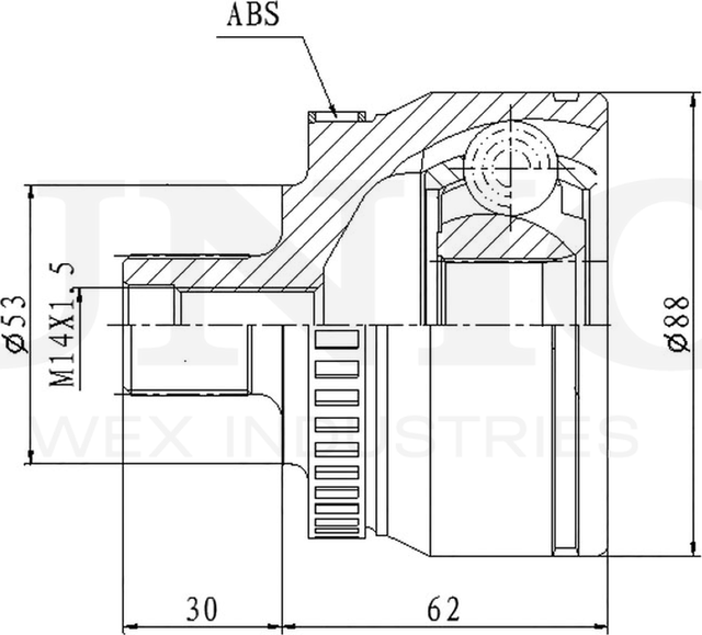 ШРУС наружный (Unio). Артикул CVJ-20038