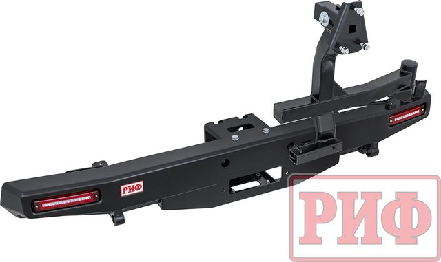 Бампер силовой РИФ задний с площадкой под лебедку, калиткой (справа) и фонарями, лифт 65 мм для УАЗ Hunter 2003-2026. Артикул RIF469-22235-R