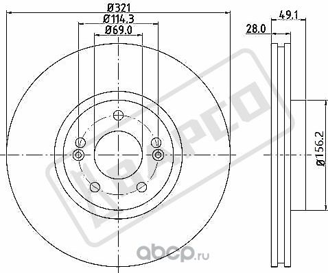 Тормозные диски передн.вентил. BD0109 (Bapco). Артикул BD0109