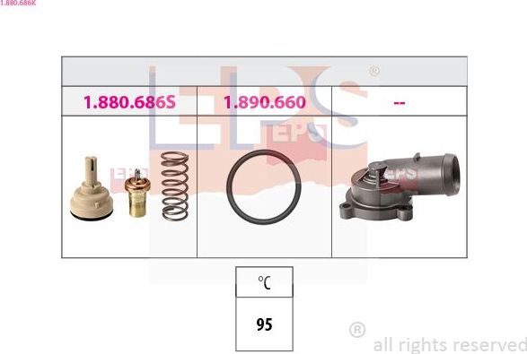 Термостат EPS Made in Italy - OE Equivalent. Артикул 1.880.686K