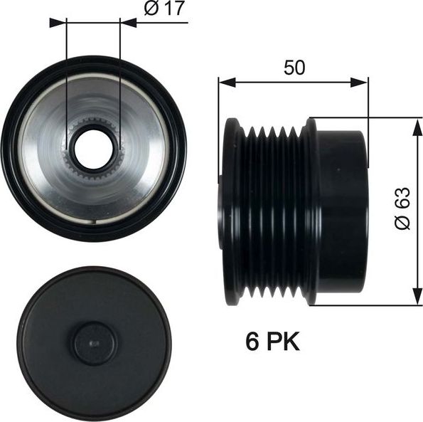 Муфта генератора обгонная Gates DriveAlign® для Citroen C6 2005-2011. Артикул OAP7186