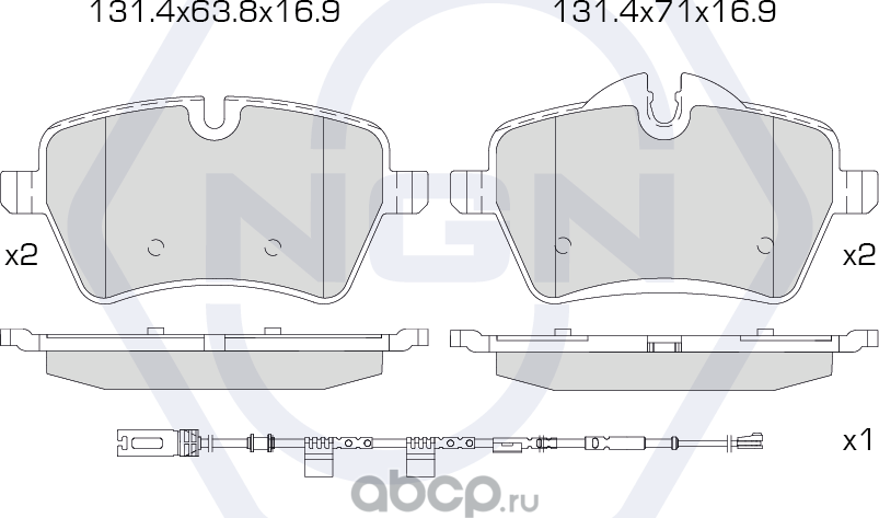 Колодки тормозные керамические, передние (NGN). Артикул 3501616