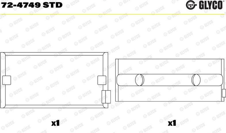 Вкладыши коренные Glyco для MAN Lion's City 2004-2026. Артикул 72-4749 STD