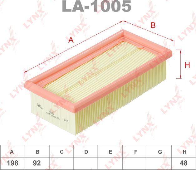 Воздушный фильтр LYNXauto для Volkswagen Jetta II 1984-1992. Артикул LA-1005