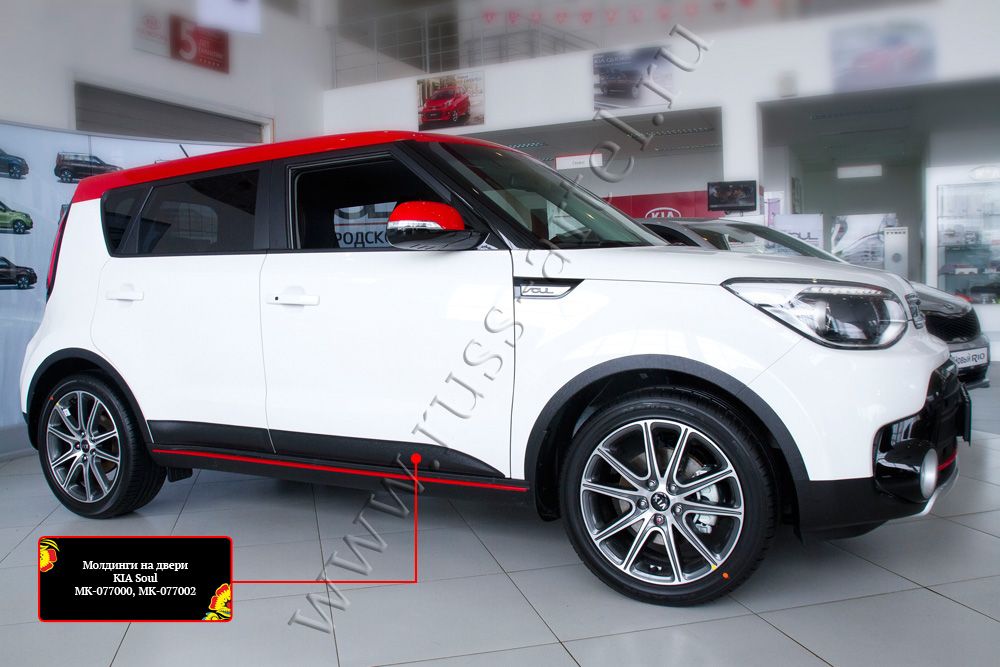 Молдинги Русская Артель на двери Kia Soul II 2013-2019. Артикул MK-077002