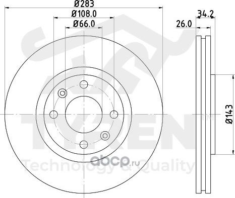 Тормозной диск (Tyren). Артикул TYR1011101