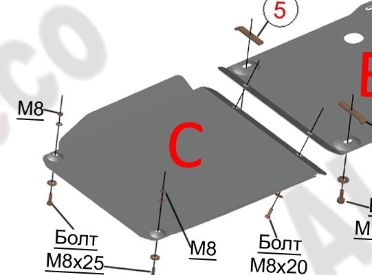 Защита алюминиевая Alfeco для КПП Mercedes-Benz M-Класс W163 1997-2005. Артикул ALF.36.08.3al
