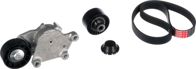 Приводной ремень поликлиновой с роликами (комплект) Gates Micro-V® для Mazda 2 II (DE) 2008-2010. Артикул K016PK803