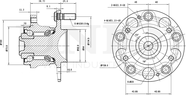 Ступица колеса с интегрированным подшипником (Unio). Артикул HUB-20125