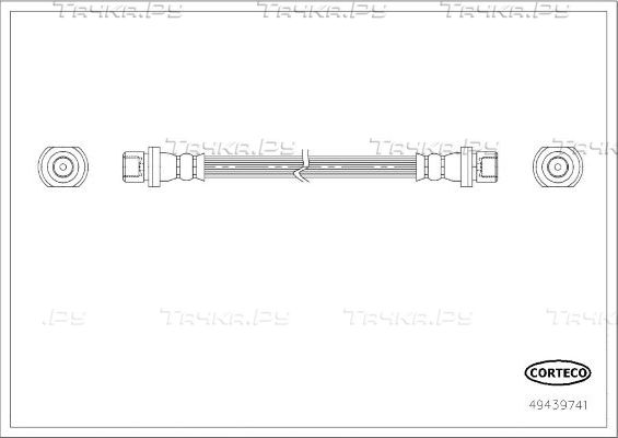 Тормозной шланг Corteco (EPDM (Этилен-пропиленовый каучук)) задний правый/левый для Citroen C1 II 2014-2026. Артикул 49439741