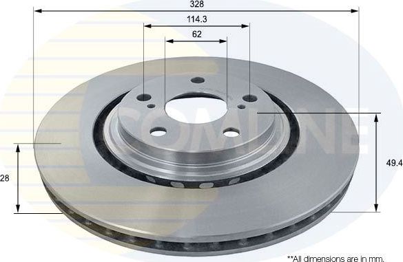 Тормозной диск Comline Comline передний для Lexus NX I 2014-2026. Артикул ADC2515V