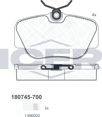 Тормозные колодки Icer. Артикул 180745-700