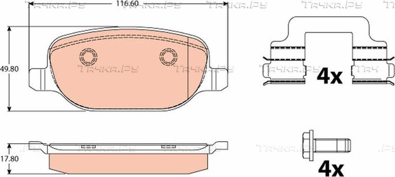 Тормозные колодки TRW для Alfa Romeo 159 2005-2011. Артикул GDB2129