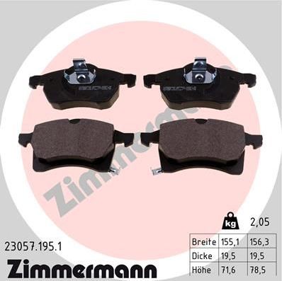 Тормозные колодки Zimmermann. Артикул 23057.195.1