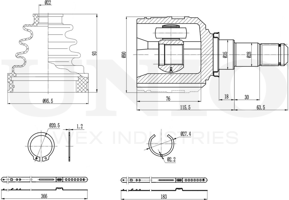 ШРУС внутренний (Unio). Артикул CVJ-30069