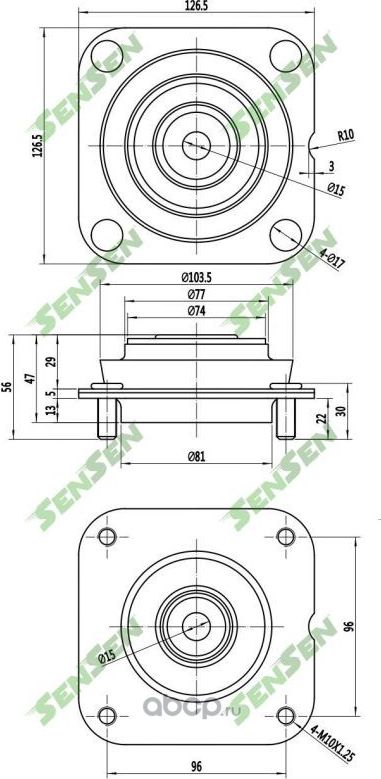 M61078 Опора переднего амортизатора верхняя Kia Shuma II FB 1.6 01-041.8 03-04 (Sensen). Артикул M61078