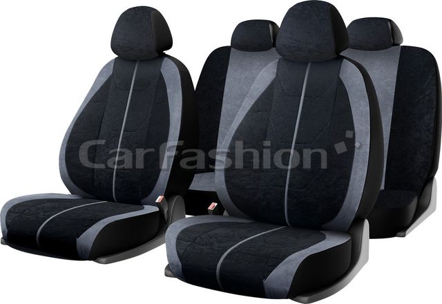 Чехлы универсальные CarFashion Cruise на сидения авто, цвет Черный/Светло-серый/Черный/Светло-серый. Артикул 10101