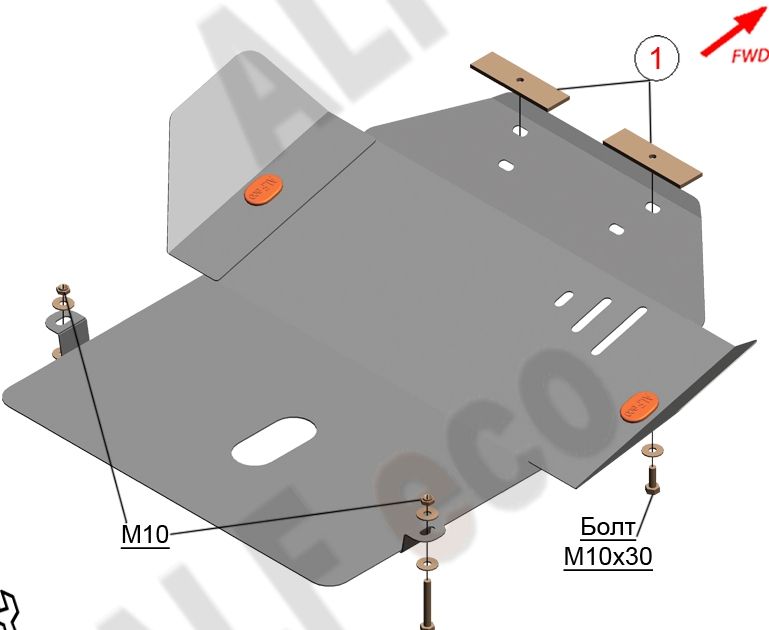 Защита алюминиевая Alfeco для картера и КПП Opel Vectra A 1988-1995. Артикул ALF.16.07 AL4