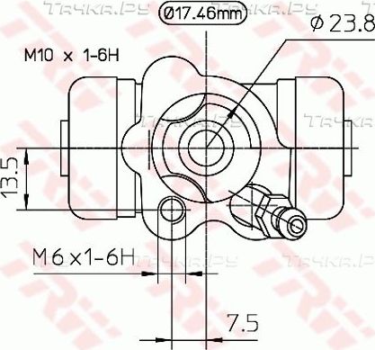Тормозной цилиндр TRW (Чугун) задний левый для Subaru Justy IV 2007-2011. Артикул BWA154