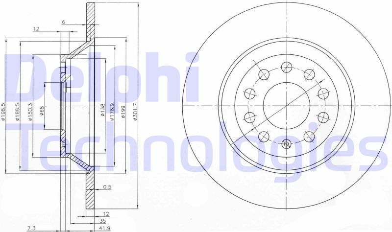 Тормозной диск Delphi. Артикул BG3956