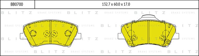 Колодки тормозные дисковые передние (Blitz). Артикул BB0700
