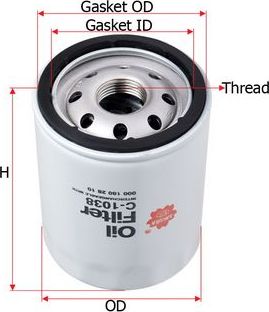 Масляный фильтр Sakura для Mitsubishi Colt VI (Z20/Z30) 2004-2012. Артикул C-1038