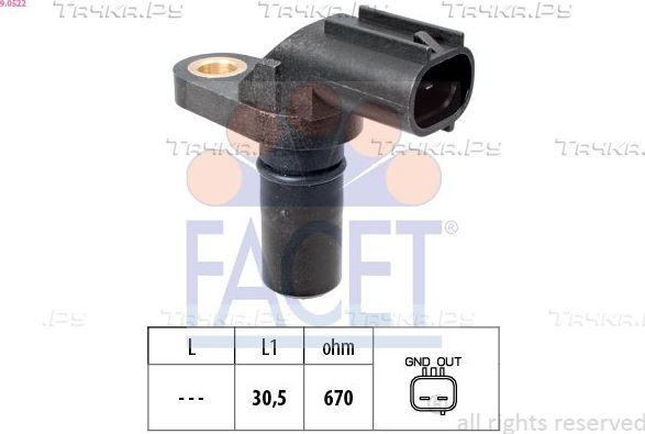 Датчик положения коленвала Facet Made in Italy - OE Equivalent для Daewoo Nubira III 2003-2004. Артикул 9.0522