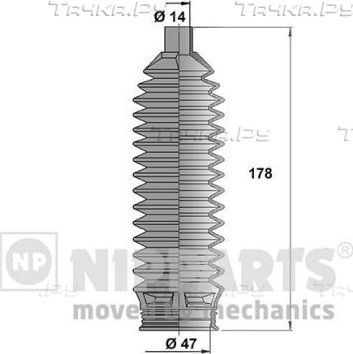Пыльник рулевой рейки (комплект) Nipparts передний для Hyundai Matrix I 2001-2010. Артикул J2840504