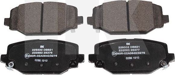 Тормозные колодки NK. Артикул 229332