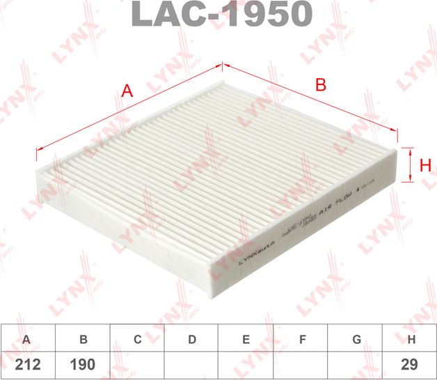 Салонный фильтр LYNXauto для Suzuki SX4 II (S-Cross) 2013-2026. Артикул LAC-1950