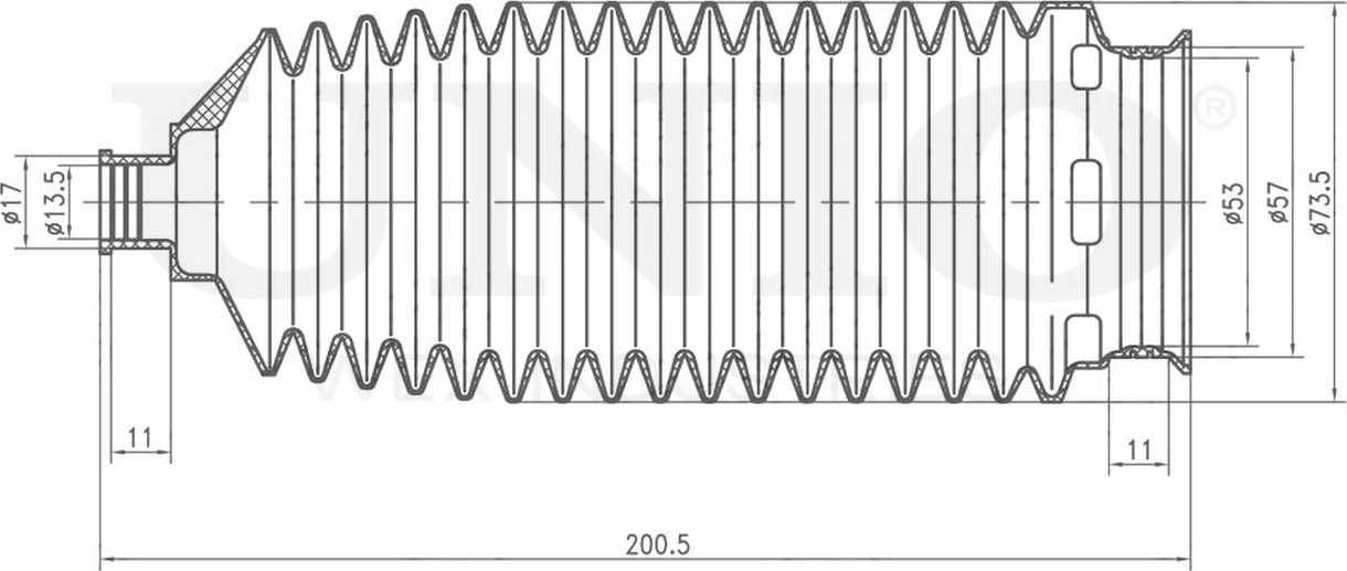 Пыльник рулевой рейки (Unio). Артикул DUC-20012