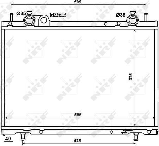 Радиатор охлаждения двигателя NRF (алюминий) для Fiat Brava 1996-2001. Артикул 53201