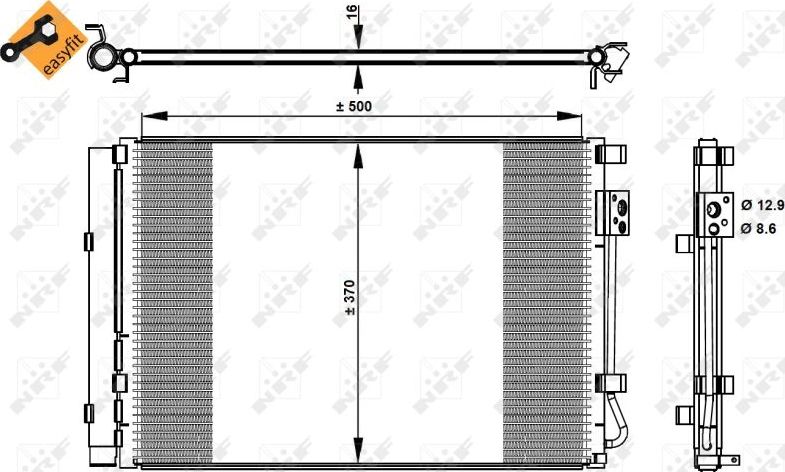 Радиатор кондиционера (конденсатор) NRF (алюминий). Артикул 35997