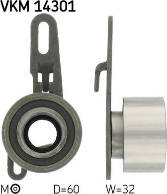 Натяжной ролик (натяжитель) ремня ГРМ SKF. Артикул VKM 14301